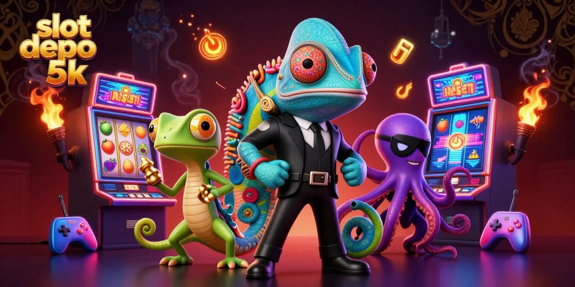 Experience thrilling wins with slot depo 5k's vibrant gaming scene featuring colorful slot machines.