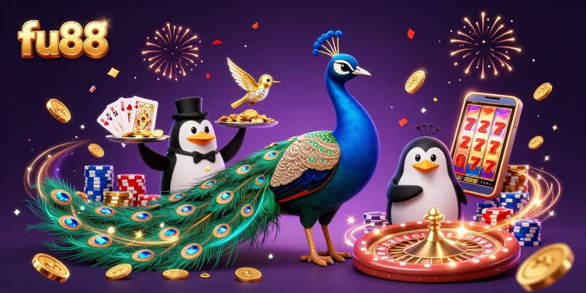 Experience the excitement of fu88 with a captivating casino scene featuring vibrant characters and game elements.