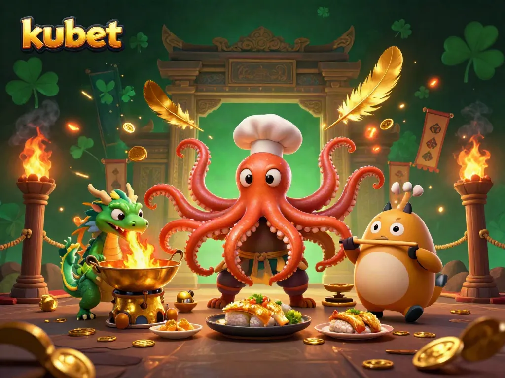 Experience the excitement of kubet with vibrant characters and dynamic gambling elements in this detailed illustration.