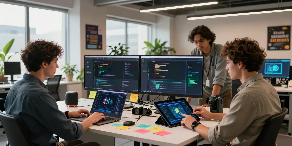 Dynamic team collaborating on AI tools 2026 in a modern workspace