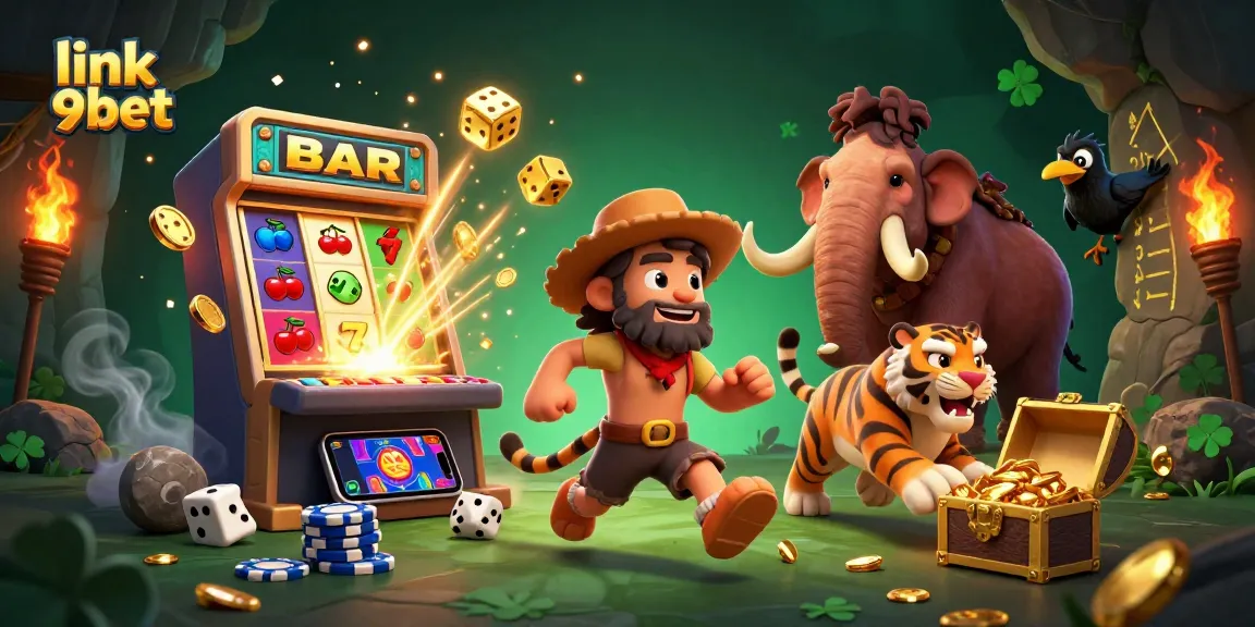 Engage with link 9bet's lively casino scene featuring unique prehistoric characters and exciting gaming elements.