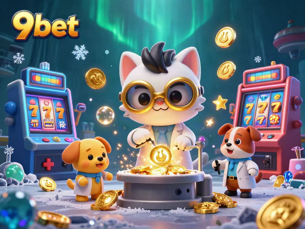 Engage in exhilarating gaming at 9bet with vibrant casino style 3D illustration featuring playful characters.
