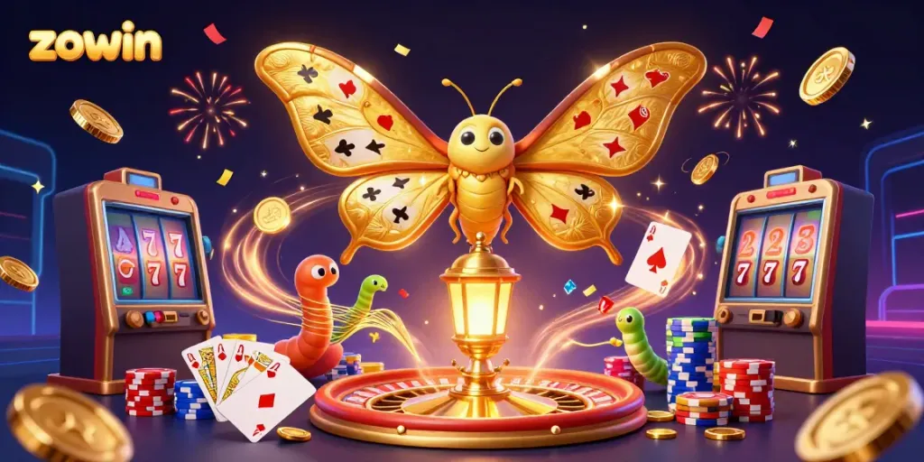 Engage with the exciting world of zowin, showcasing vibrant casino scenes and dynamic gaming elements.
