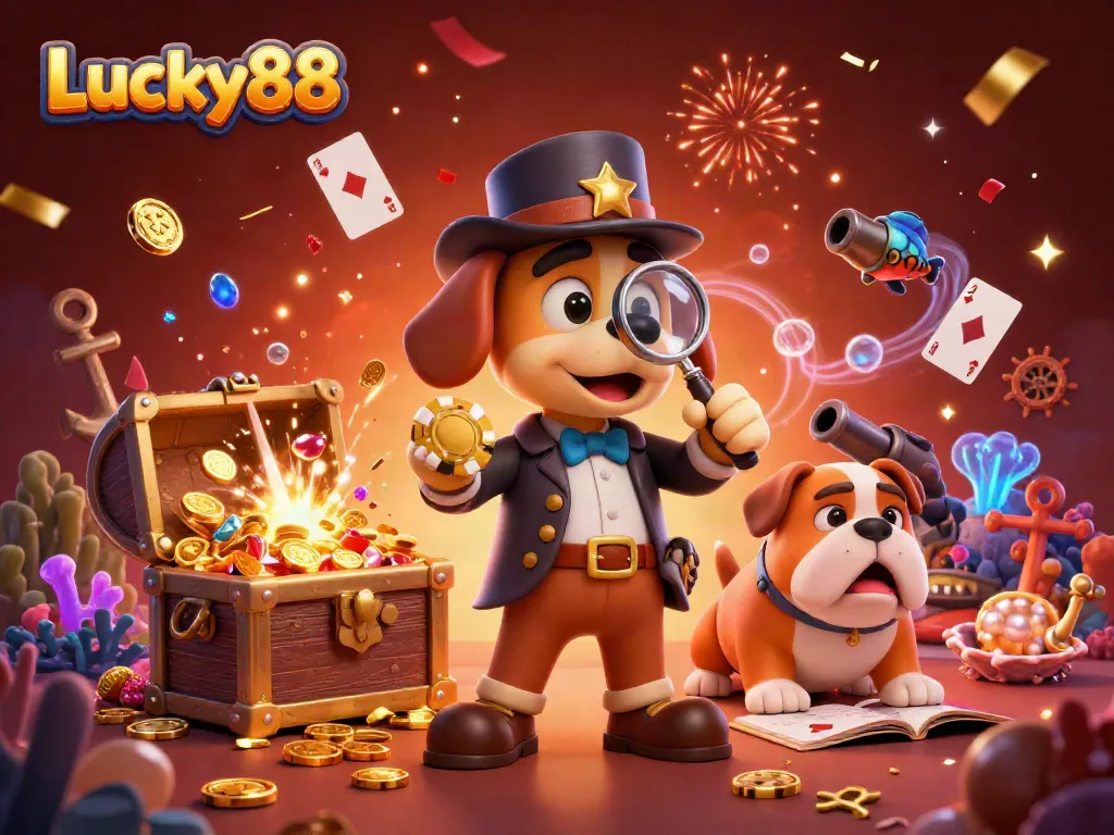 Join Lucky88's thrilling adventure, where a detective investigates casino treasures and clues abound!