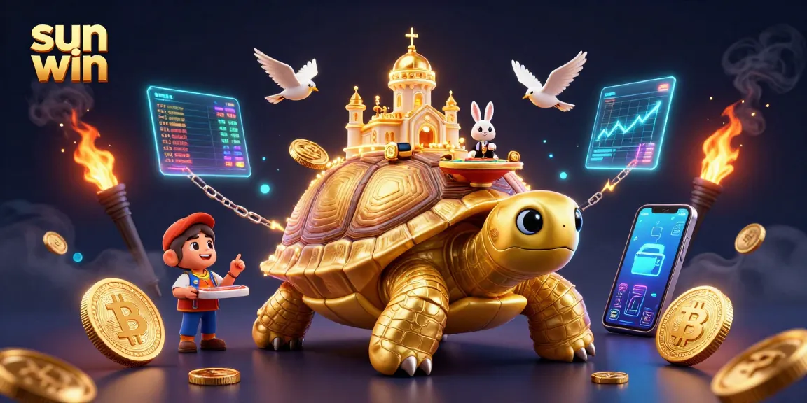 Experience the thrilling sun win action at a vibrant online casino with golden tortoise and dealer!