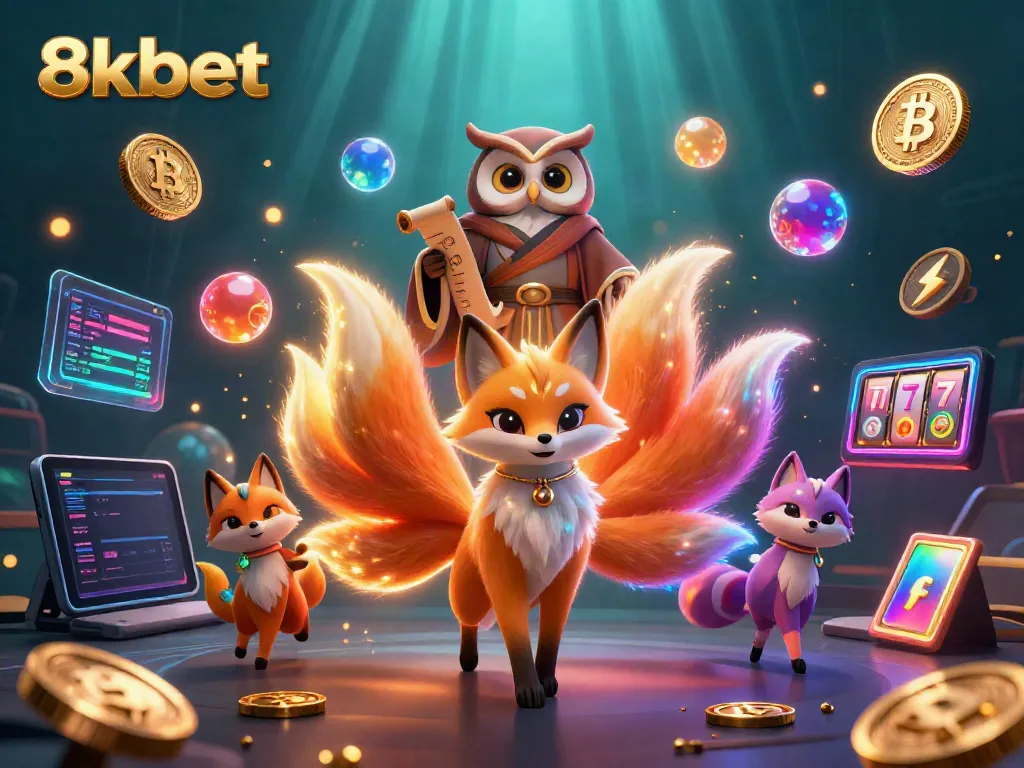 Engage with 8kbet's vibrant casino world featuring dazzling characters and colorful gaming elements.