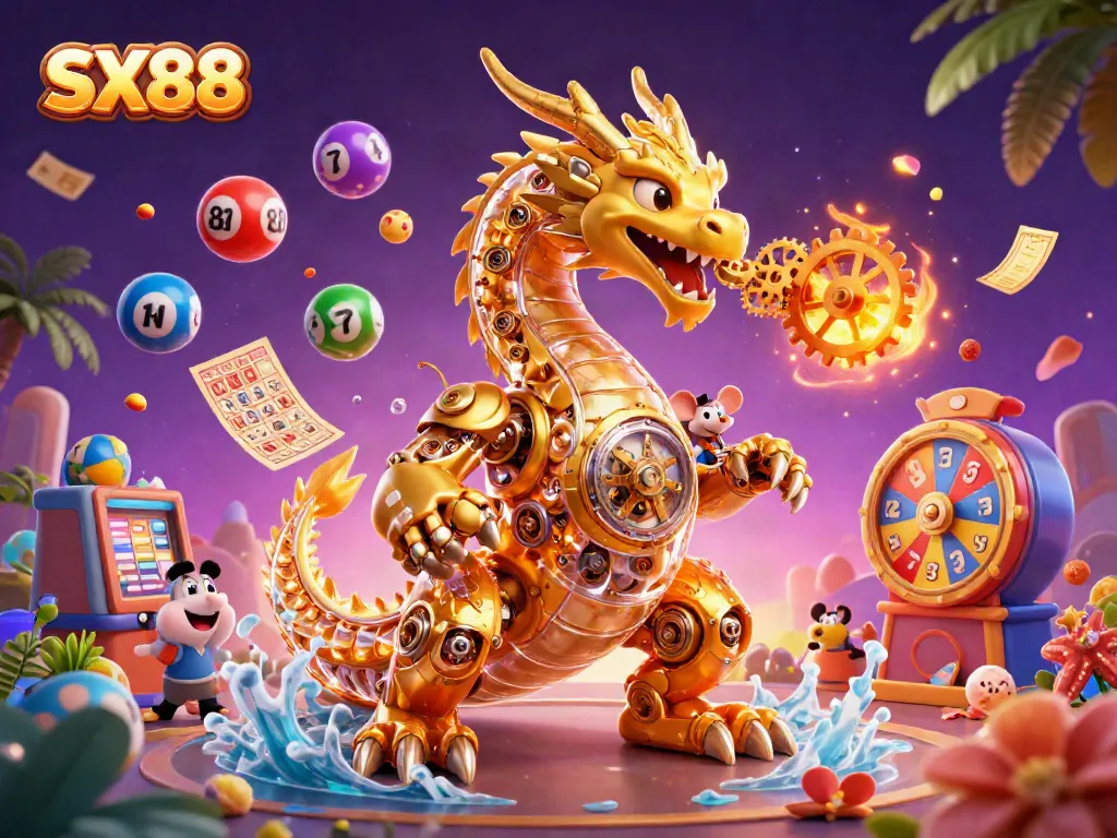 Experience thrilling gaming action at SX88 through a vibrant scene filled with dynamic casino elements and characters.